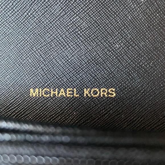 Michael Kors Gusset Leather Crossbody Bag - Black/Gold - Picture 9 of 13